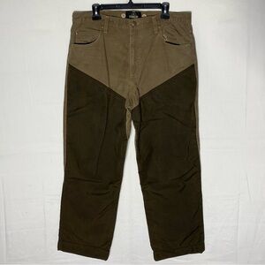 Vintage Red Head Brown Denim Vinyl Front Panels Hunting Brush Chore Pants 36x27